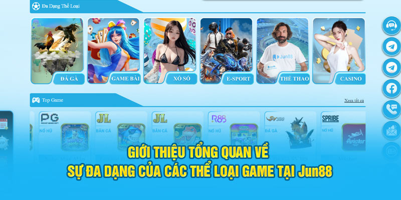 Giới thiệu tổng quan về sự đa dạng của các thể loại game tại Jun88 